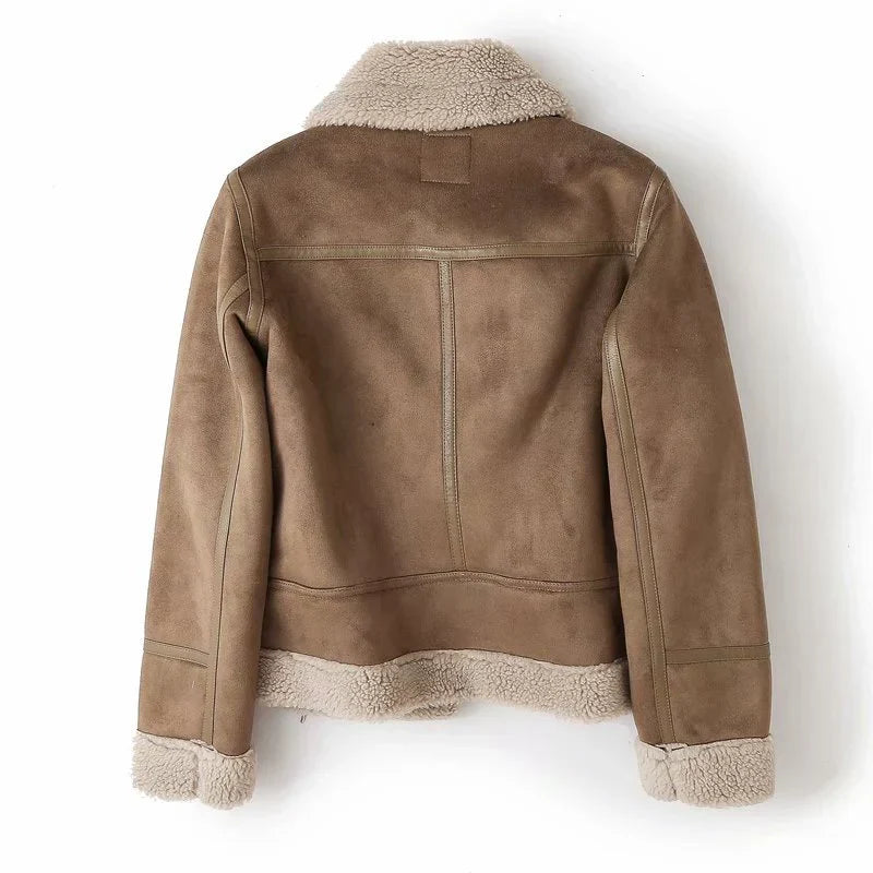 Kaitlyn | Stylish Short Leather and Fleece Jacket