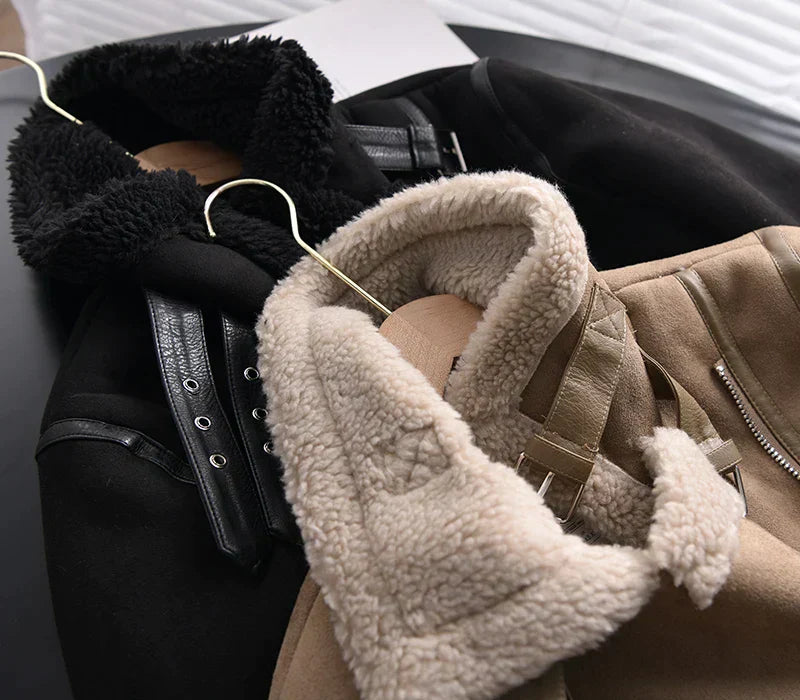 Kaitlyn | Stylish Short Leather and Fleece Jacket