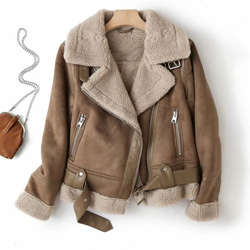 Kaitlyn | Stylish Short Leather and Fleece Jacket