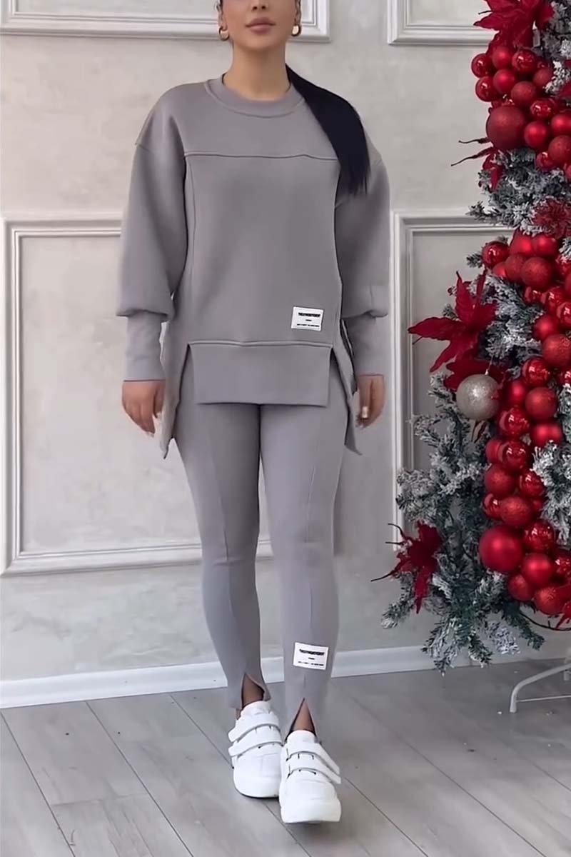 Jessica | Slit-Hem Sweatshirt and Leggings Set
