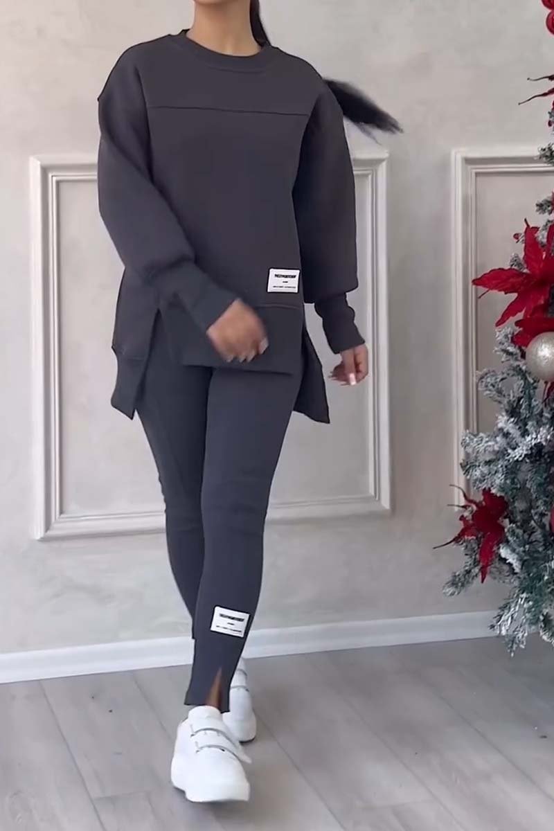 Jessica | Slit-Hem Sweatshirt and Leggings Set