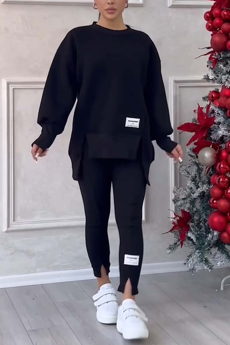Jessica | Slit-Hem Sweatshirt and Leggings Set