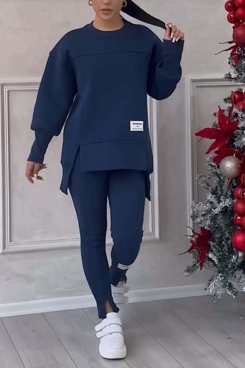 Jessica | Slit-Hem Sweatshirt and Leggings Set