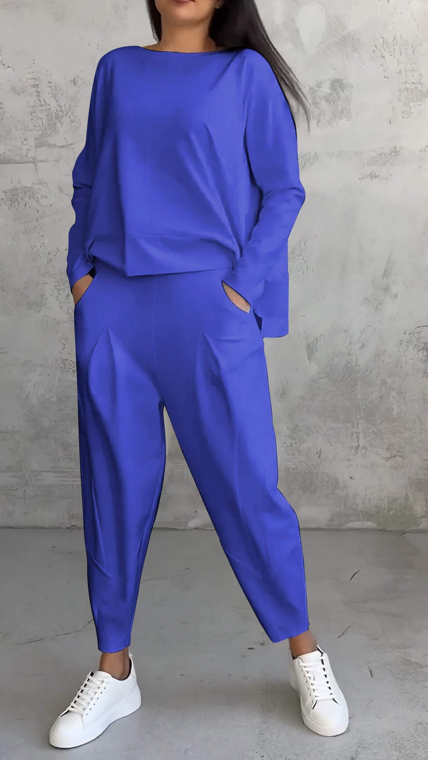 Annie | Relaxed Fit Round Neck Long Sleeve Two-Piece Set