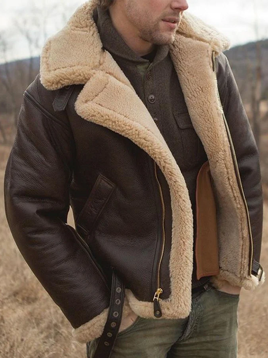Marlo | Men's Leather Jacket Featuring Cozy Fleece Lining