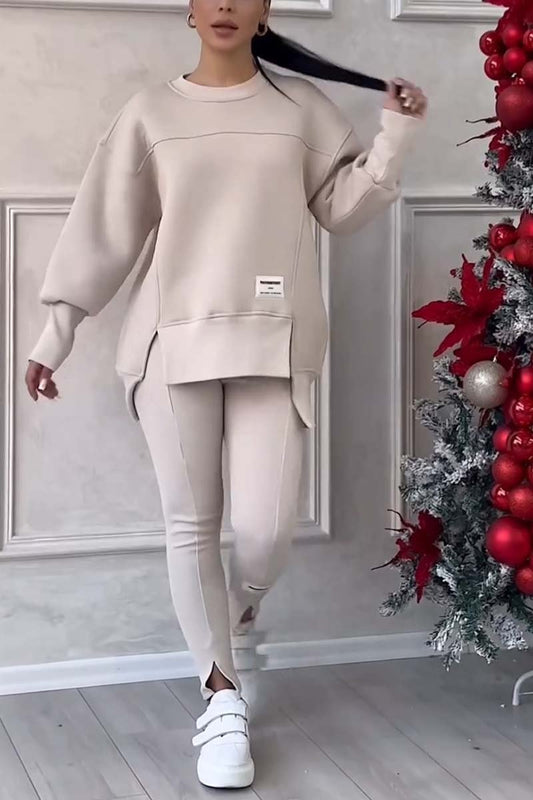 Jessica | Slit-Hem Sweatshirt and Leggings Set