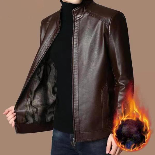 Eduardo | Men's Leather Jacket Featuring Cozy Fleece Lining